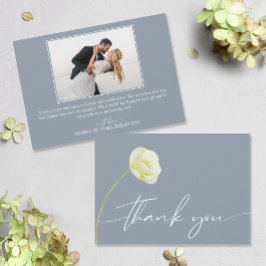 Chic Watercolor Blume Wedding Foto Dankeskarte