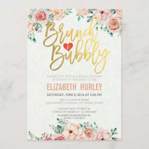 Chic Watercolor Blumenbrunch Bubbly Brautparty Einladung