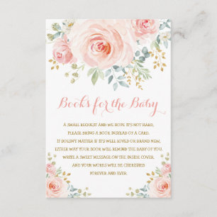 Chic Watercolor Blush Pink Floral Girl Babydusche Begleitkarte