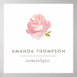 Chic Watercolor Blush Pink Rose Poster