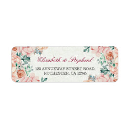 Chic Watercolor Botanical Floral Wedding Address