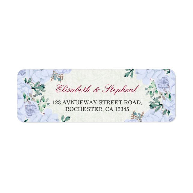 Chic Watercolor Botanical Floral Wedding Address (Vorne)