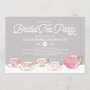 Chic Watercolor Bridal Tee Party Brautparty Einladung