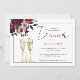 Chic Watercolor Burgund Verlobung-Dinner Einladung