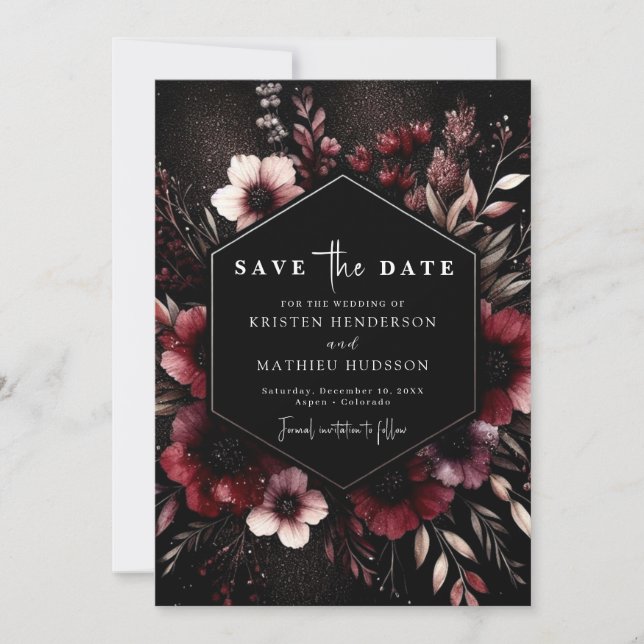 Chic Watercolor Burgundy Wedding Save The Date (Vorderseite)