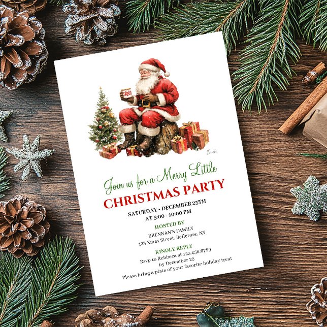 Chic Watercolor Christmas Scene Holiday Invitation Einladung (Chic Watercolor Christmas Scene Holiday Invitation)