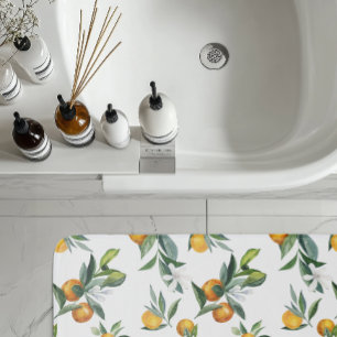 Chic Watercolor Citrus Print Badematte