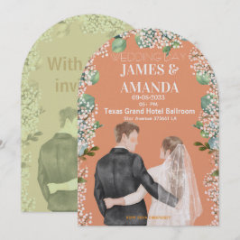 Chic Watercolor Couple On Budget Wedding  Einladung