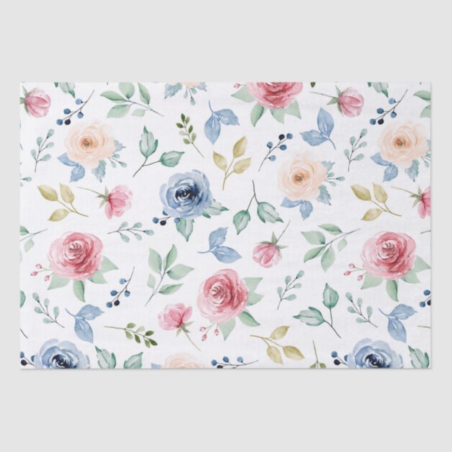 Chic Watercolor Delicate Blume Folientafel Seidenpapier (Vorderseite)