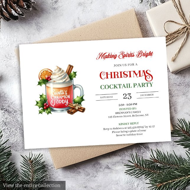 Chic Watercolor editable Christmas cocktails party Einladung (Watercolor editable Christmas cocktails party invitation

)