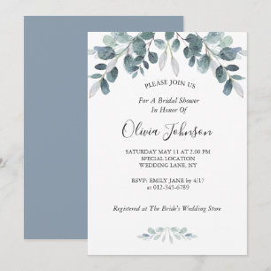 Chic Watercolor Eucalyptus Bloom Brautparty Einladung