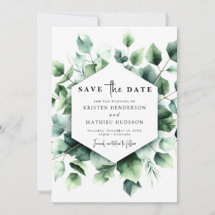 Chic Watercolor Eucalyptus Digital Wedding Save The Date