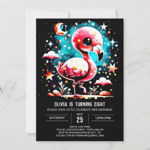 Chic Watercolor Flamingo Birthday Einladung