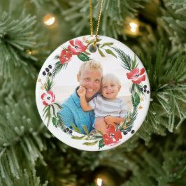 Chic Watercolor Flora Holiday Ornament