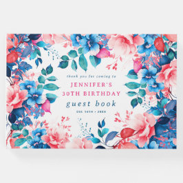 Chic Watercolor Floral 30. Geburtstag Gästebuch