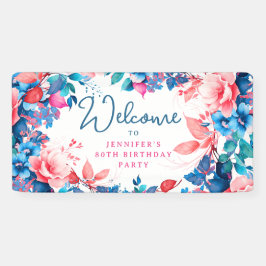 Chic Watercolor Floral 80. Geburtstagsparty Banner
