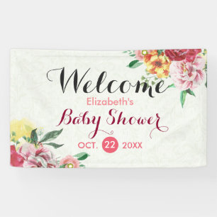 Chic Watercolor Floral Baby Dusche Begrüßungsbanne Banner