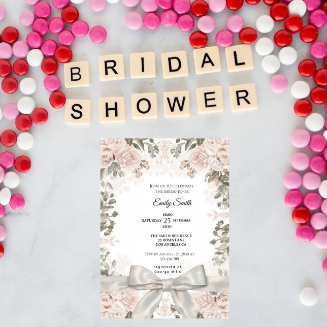 Chic Watercolor Floral & Elegantes Brautparty Einladung (Von Creator hochgeladen)