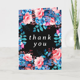 Chic Watercolor Floral Geburtstag Danke Black