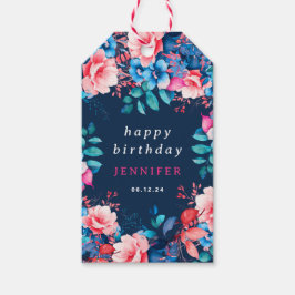 Chic Watercolor Floral jedes Alter glücklichen Geb Geschenkanhänger