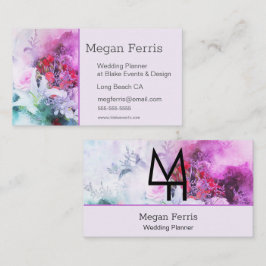 Chic Watercolor Floral Mini Business Card Visitenkarte