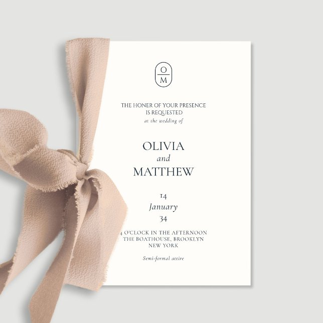 Chic Watercolor Floral Monogram Wedding Invitation Einladung (Von Creator hochgeladen)