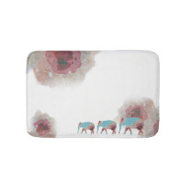 Chic Watercolor Floral und Elephant Bath Mat Badematte