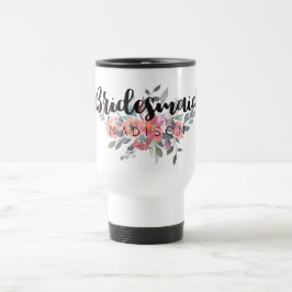 Chic Watercolor Floral Wedding Bridesmaid Reisebecher