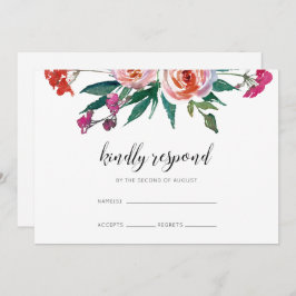 Chic Watercolor Floral Wedding RSVP Einladung