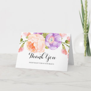 Chic Watercolor Floral Wedding Thank You Dankeskarte