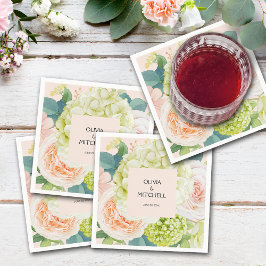 Chic Watercolor Florals Blush Pink Serviette