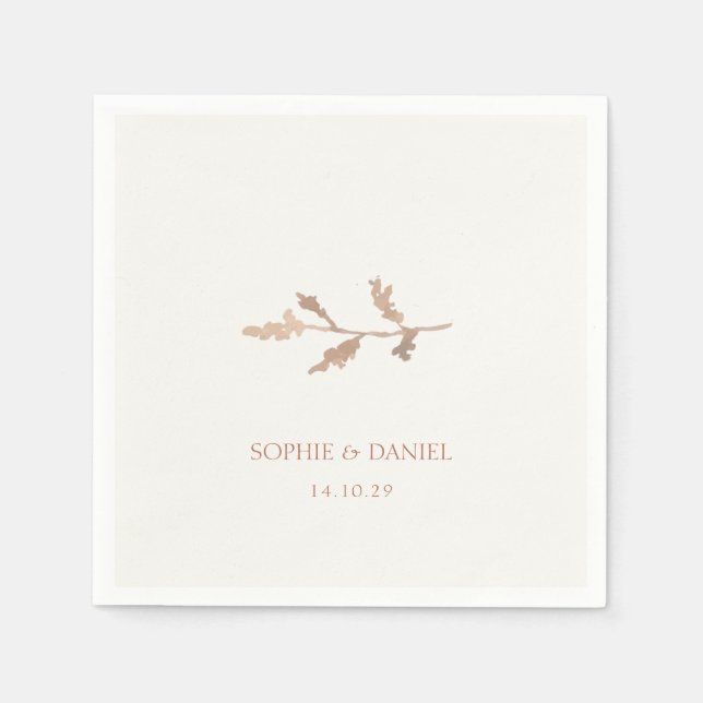 Chic Watercolor Foliage Couple Wedding Serviette (Vorderseite)