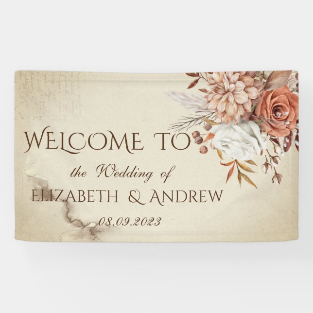 Chic Watercolor Herbst-Blume Banner (Horizontal)