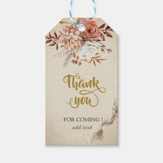 Chic Watercolor Herbst-Blume Geschenkanhänger (Vorderseite)