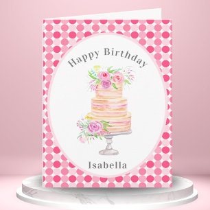Chic Watercolor Lagen Kuchen mit Rose Karte