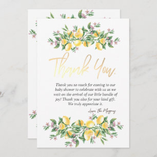 Chic Watercolor Lemons Botanische Blume Dankeskarte