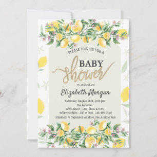 Chic Watercolor Lemons Frame Baby Dusche Einladung