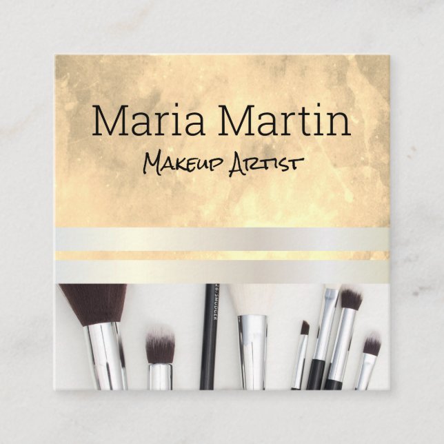 Chic Watercolor | Makeup Artist | Makeup Set Quadratische Visitenkarte (Vorderseite)
