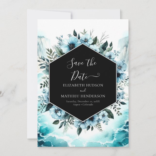 Chic Watercolor Nautical Wedding Save The Date (Vorderseite)