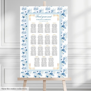 Chic Watercolor Pastel Blue Gold Seekarte Poster