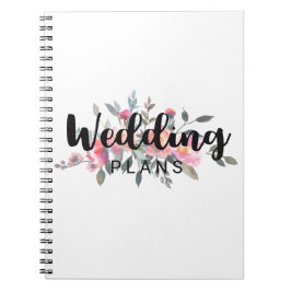 Chic Watercolor Peony Floral Wedding Planner Notizblock