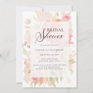 Chic Watercolor Pink Peony Floral Brautparty Einladung