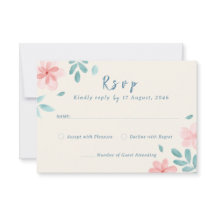 Chic Watercolor Pink Wedding Einladung RSVP Cards