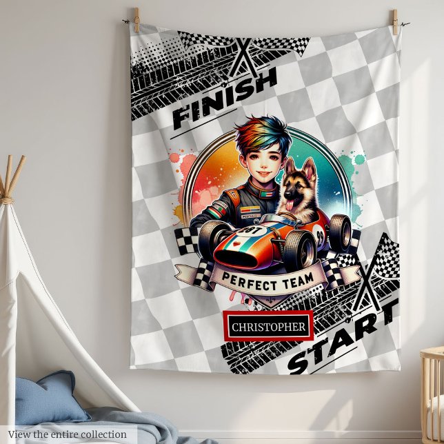 Chic Watercolor Racing Boy Formel 1 Blanket Fleecedecke (Chic Watercolor Racing Boy Formula 1 Blanket)