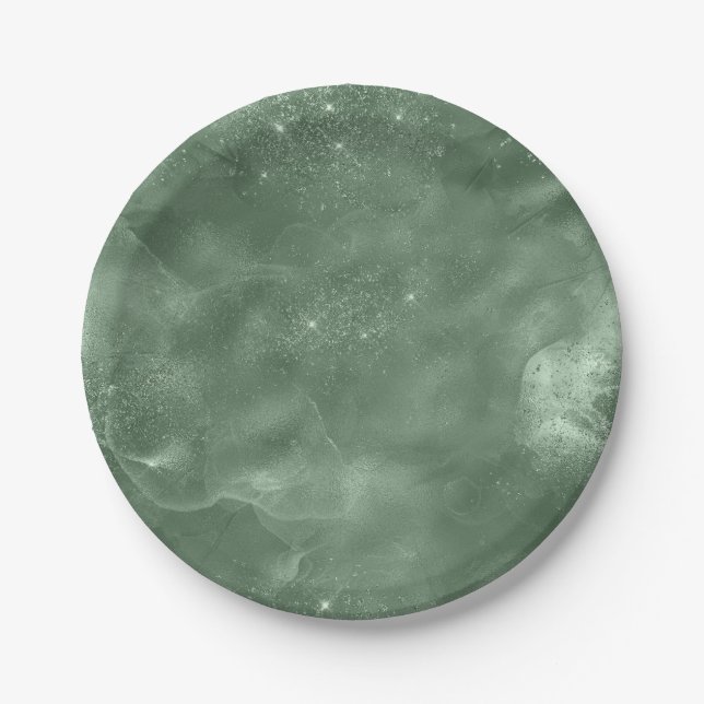 Chic Watercolor Sage Green Party Pappteller (Vorderseite)