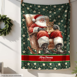 Chic Watercolor Santa Claus Throw für die Familie Fleecedecke