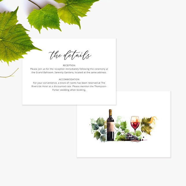 Chic Watercolor Script Wedding Details Card Dankeskarte (Von Creator hochgeladen)