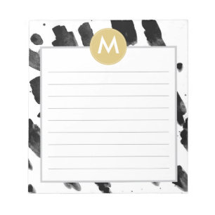 Chic Watercolor und Gold Monogram Notizblock