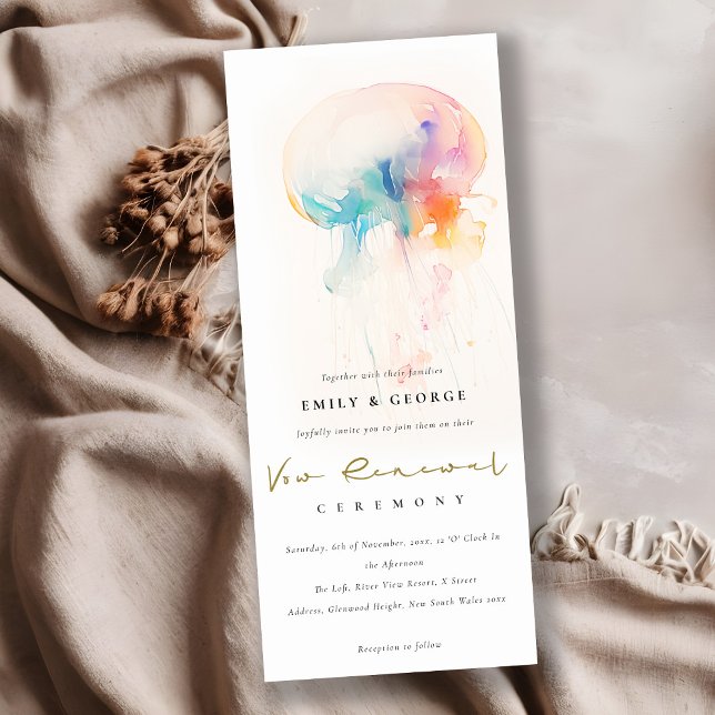 Chic Watercolor Unterwasserqualle Vow Renewal Einladung (Von Creator hochgeladen)