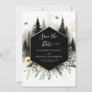Chic Watercolor-verzauberte Waldhochzeit Save The Date